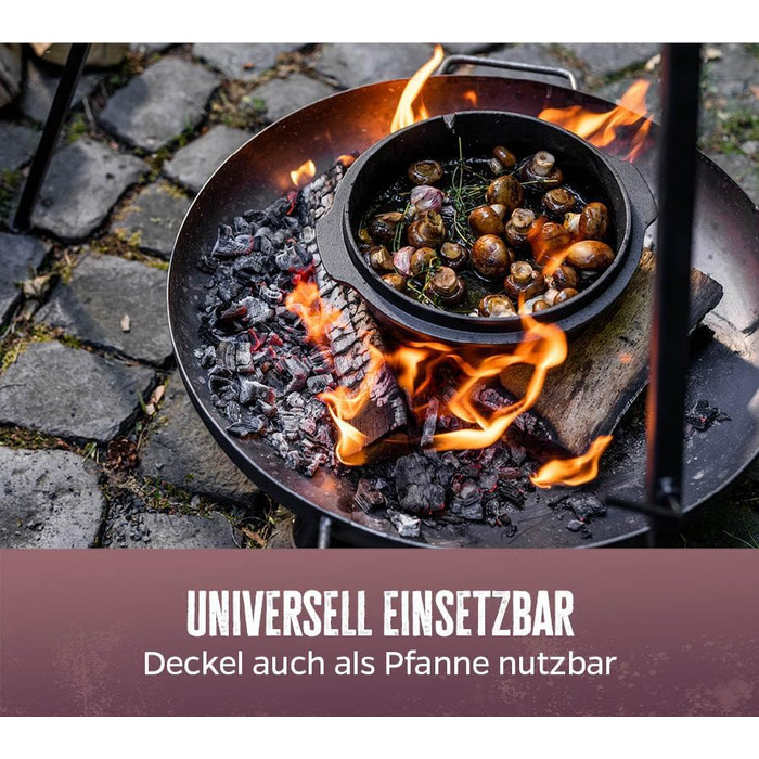 Набір голландської печі Grillfürst Dutch Oven BBQ Edition DO 9: чавунний котелок 8,5 л з підставкою, підняття кришки та сумка для зберігання