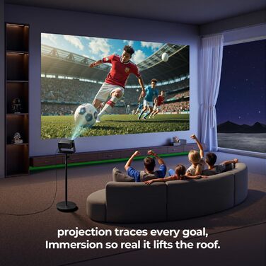 Проектор Beamer 4K з Wi-Fi 6 та Bluetooth, 28000 Люмен, електричний фокус, підтримка Netflix, 10000+ Apps, для дому та на вулицю