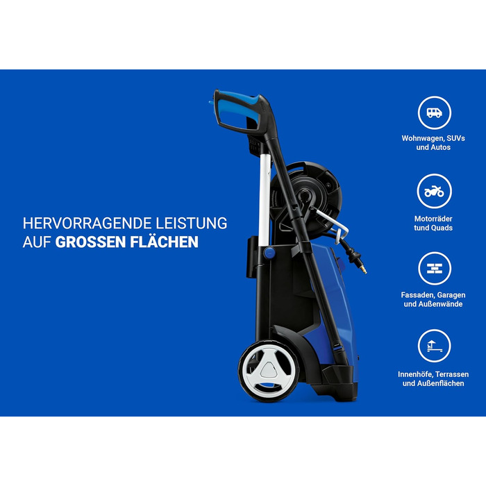 Мийка високого тиску Nilfisk E 145 Bar з пінотворечем, насадкою для миття поверхонь, щіткою та набором для чищення труб (2100 Вт)