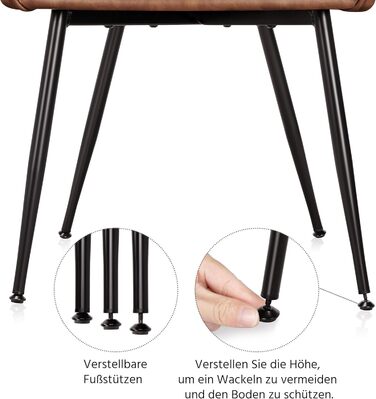 Набір обідніх стільців Yaheetech (4 шт.) з підлокітниками, штучна шкіра, коричневий