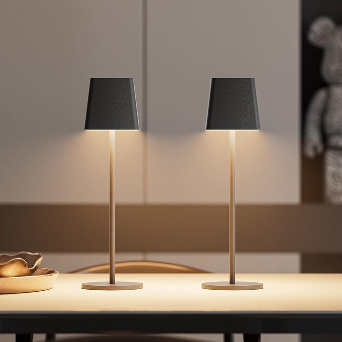 LED акумуляторна настільна лампа K-Bright з регулюванням яскравості, тепле світло, для дому та вулиці, USB-C, 3000K, чорний