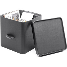 Коробки - Вкладиші Kalllax з екошкіри Rompicato з кришкою для зберігання одягу - Ящик для зберігання - Органайзер місця на відкритих полицях 30х30х30см Cube L (темно-сірий)