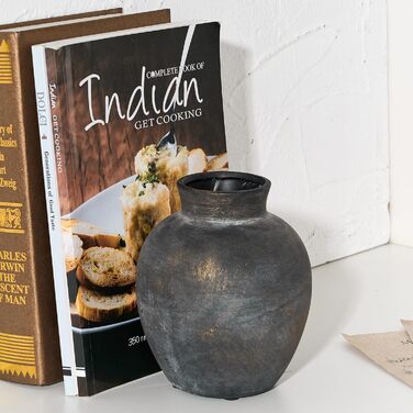 Керамічна ваза для квітів ручної роботи, 15.2 см, богемний стиль, декор для дому, теракота, сірий (бронзовий)