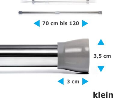 Висувний універсальний карниз для душу Карниз для штор Затискний стрижень Натяжна штанга - душова штанга, штанга для затиску без свердління (хром, 70-120 см)