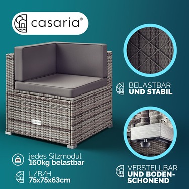 Товсті подушки для спини Poly Rattan Corner Lounge сірого/антрацитового кольору