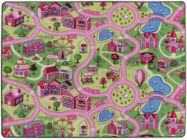 Килимок для ігор Primaflor-міцний дитячий килимок-високоякісний килимок для дитячої кімнати - Килимок для ігор для хлопчиків і дівчаток - SWEET CITY-140x200 см (160x200 см (1 упаковка))