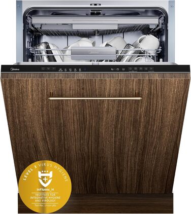 Посудомийна машина Midea SV 5.14K10C, 45 см, 10 комплектів, Inox, з Wi-Fi, 8 програм, 44 дБ, автоматичне відкриття дверцят, таймер затримки 0-24 години