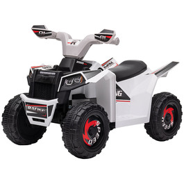 HOMCOM Electric Kids Quad Mini Electric Quad 6V з функцією вперед і назад для дітей 1,5-3 років 2,5 км/год білого кольору