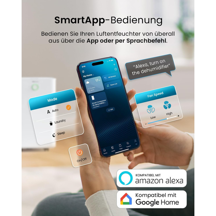 Про Breeze OmniDry - електросушарка для повітря з Wi-Fi, 12л/24г, з функцією сушіння білизни, датчиком вологості, таймером, проти цвілі, для приміщень до 25м²