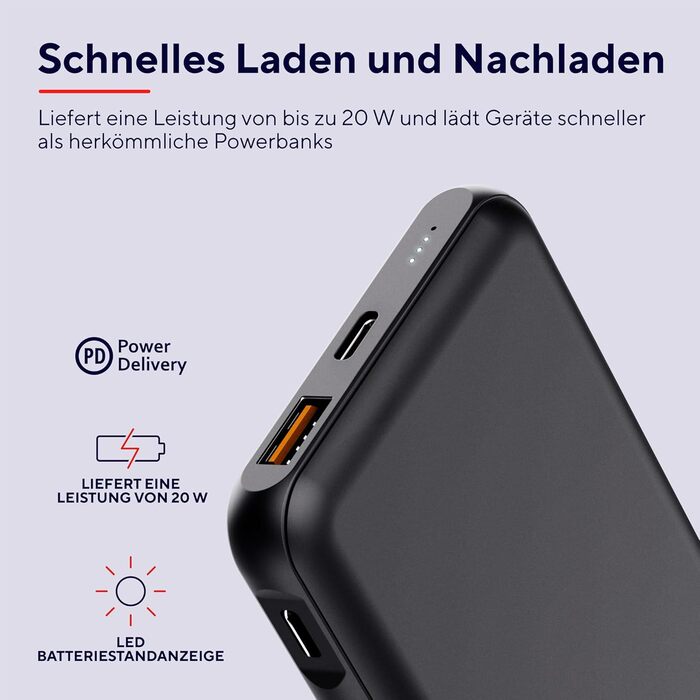 Вт, швидка зарядка, PD 18W USB-C, QC 3.0, 50 перероблений пластик, 10000mAh 20