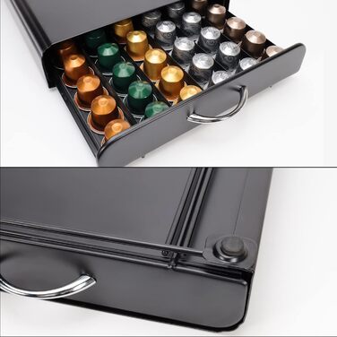 Організатор для капсул Nespresso, металевий, чорний, на 60 штук