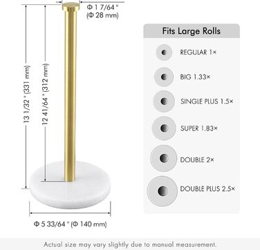 Тримач для паперових рушників KES з мармуром та нержавіючої сталі SUS304, настільний, золотого кольору, 14 см (KPH100S14B-2)