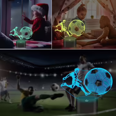 Світильник-нічник 3D Футбол для дітей Lightzz з пультом, 16 кольорів, таймер, LED лампа для кімнати хлопчика