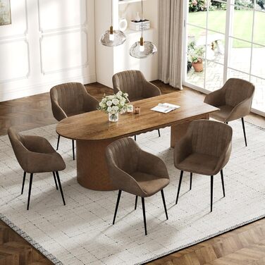 Обідні стільці для їдальні з підлокітниками, комплект 4 шт, темно-коричневі. М'яке сидіння з поліестеру для кухні, вітальні, спальні