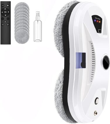 Робот для миття вікон, 5600 Па, автоматичний, з розпилювачем води, 3 режими миття, система безпеки, для гладких поверхонь, 10 серветок