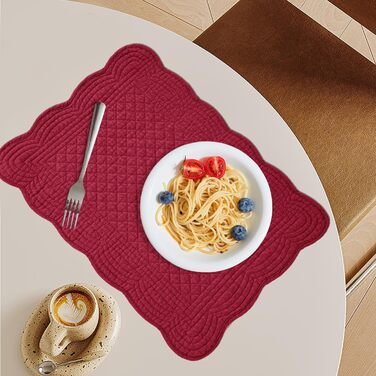 Підставки під тарілки MABOZOO, бавовна 100%, миючі, для кухні та обіднього столу, прямокутні, 6 шт. (Червоний, однотонні, Getaway Solids)