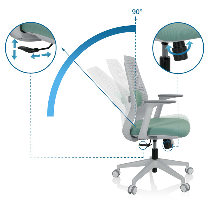 Офісне крісло PARFERIO W з тканини м'ятно-зеленого кольору hjh OFFICE