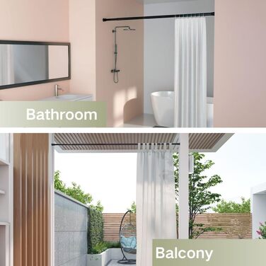 Телескопічний карниз для штор без свердління та гвинтів, розсувна штанга для ванної кімнати, гардероба та DIY-проєктів, 190-410 см, діаметр 32 мм, чорний