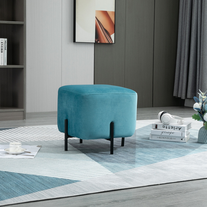 М'яка підставка для ніг HOMCOM з поліестеру та сталі 44,5 x 44,5 x 41,5 см бірюзового кольору, зручна та стильна для вашого дому