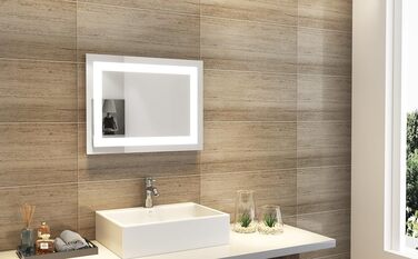 Дзеркало для ванної кімнати SONNI з підсвічуванням 80x60 см, IP44, холодне біле світло