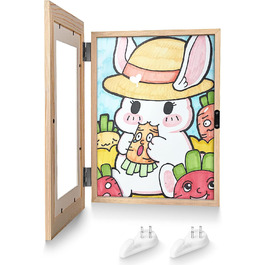 Дитяча художня рамка Aolso, рамка для фотографій формату А4 дитяча художня рамка переднє отвір з 2 з'єднаннями, що заповнюється відкривається рамка для дитячих малюнків (білий) (колір дерева)