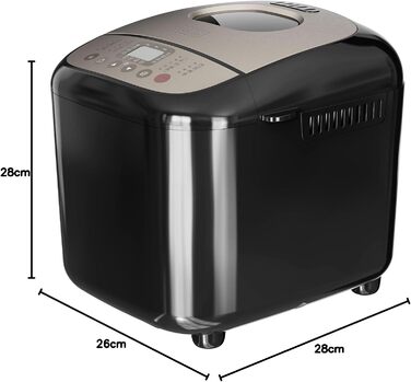 Хлібопечка BLACK+DECKER BXBM600E з 17 програмами для хліба, йогурту, випічки та джему | Потужність 600W | Регулювання ваги випічки до 1 кг | 15 годин програмування | Знімний контейнер для випічки