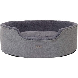 Ліжко для собак lionto з поворотною подушкою, миється ліжко для кішок, ліжко для домашніх тварин, плюшева кошик для собак, (S) 73x60 см, сірий, Сірий, (S) 73x60 см