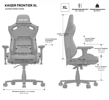 Крісло ігрове Anda Seat Kaiser Frontier XL Dark Gray Fabric