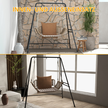 Каркас крісла-гамака Outsunny 178 x 143 x 180 см, з навантаженням до 150 кг, міцна підставка для підвісних крісел, ідеально підходить для внутрішнього та зовнішнього використання, чорний