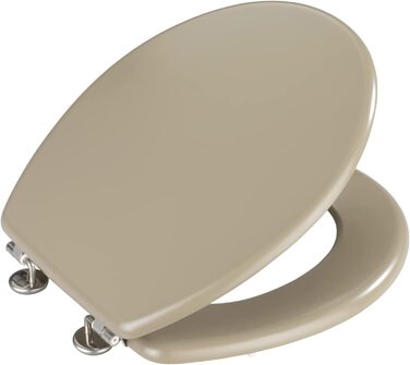 Сидіння для унітазу WENKO Prima високоякісне сидіння для унітазу в стилі ретро, кришка для унітазу, включаючи кришку для унітазу. Настінний буфер і кріплення з нержавіючої сталі, Підходить для унітазу, туалетні окуляри з МДФ розміром 37 х 41 см (пісочно-б