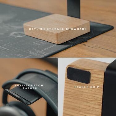 Підставка для навушників CORE MINDED на стіл, масивна, для геймінгу, з дерева, сумісна з Airpods Max та іншими моделями (дуб масив)