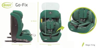 Автокрісло 76-150 см 4BABY Go-Fix з Isofix, I-Size, регульоване, з підкладкою, для дітей
