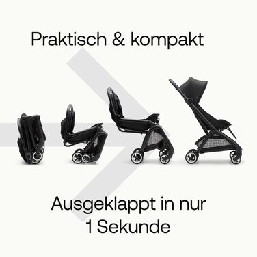 Bugaboo Butterfly: ультракомпактна коляска для подорожей, легка та зручна, складається одним рухом, ергономічна для міста, для малюків від 6 місяців, з великим об'ємом багажника (Midnight Black, Bundle)