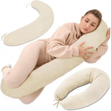 Подушка для вагітних Totsy Baby XXL: комфортна підтримка тіла, 190 см, бавовна, Oeko-Tex, бежева з зірками