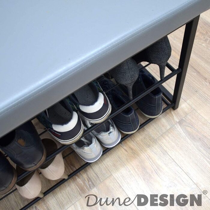 Полиця для взуття DuneDesign 96x32,5x51см Лавка для взуття Відкрита взуттєва шафа Лавка сіра Світло-сіра