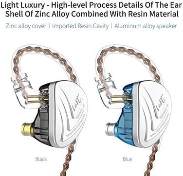 Навушники Yinyoo KZ AS16 IEMS 8, HiFi у вухах, 8 БА на бік, кабель 0,75 мм, з мікрофоном - чорний