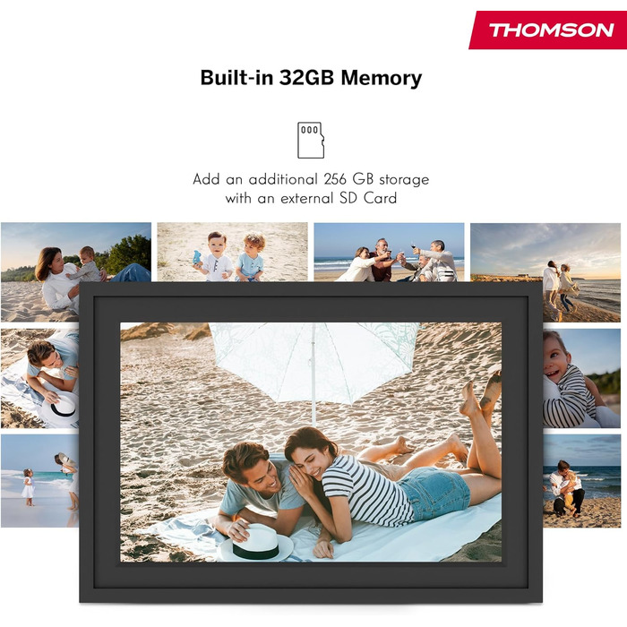 Фоторама Thomson Fotorahmen 10 дюймів: FHD IPS сенсорний екран, 32 GB, Wi-Fi, поворот, iOS/Android (Чорний)