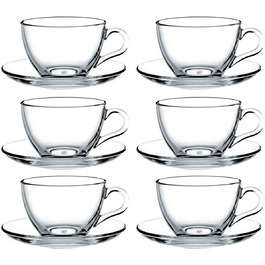 Чашок з базовим блюдом, для чаю, кави, капучіно, для 6 осіб PS97948 прозорі, 12