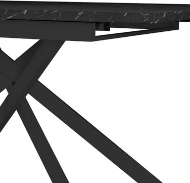 Розсувний обідній стіл LARS B&D Home, 120-160 x 80 см, на 4-6 осіб. Стіл з масиву дерева, чорний, у стилі Industrial Modern, з імітацією дикого дуба, для кухні та їдальні.