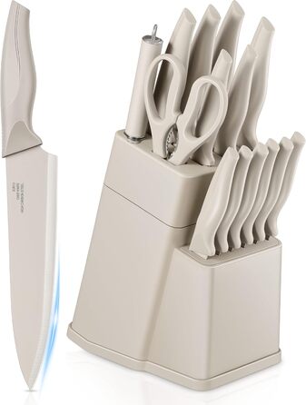 Набір ножів Homikit з підставкою: 6 стейк-ніжів, кухонні ножі, ніж для заточування, нержавіюча сталь, кухонний аксесуар