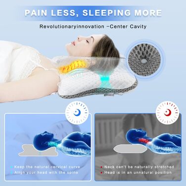 Ортопедична подушка для шиї з Memory Foam, регульована висота, ергономічна, для комфортного сну, без запаху, підходить для сну на боці
