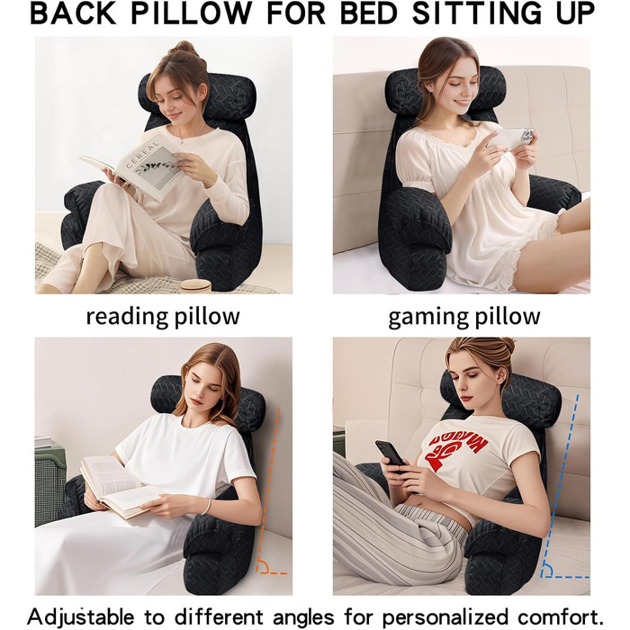 Підлогове крісло-мішок Lesekissen для читання та відпочинку з підлокітниками, чорне