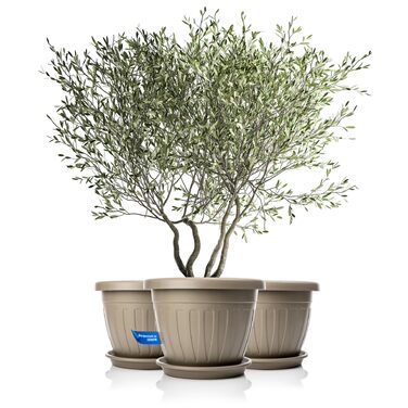 Квітчалка BigDean 3X з підставкою, 50x38 см, мокко - водостійкий горщик для квітів, UV-стійкий, з водозливом, з міцного пластику, для дому та саду, Made in Europe