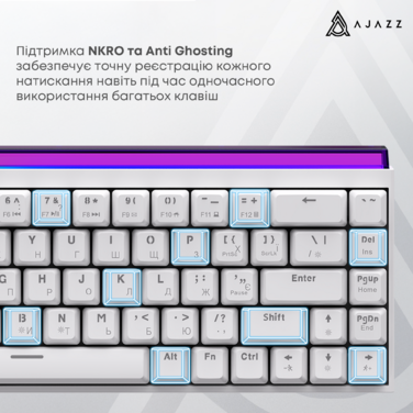 Дротова механічна клавіатура Ajazz NK68 Red switches White (NK68-R-W)