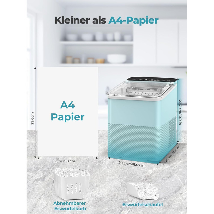 Машина для льоду Fohere портативна, самоочищення, 14 кг/24 год, зелена - для дому, бару, офісу, кемпінгу