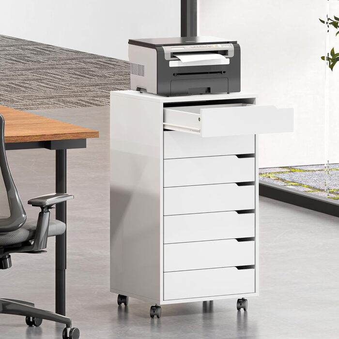 Контейнер для документів Sogesfurniture з 7 шухлядами, білий - офісний шафчик, комод для дому та офісу