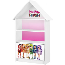 Дитяча полиця для іграшок з дверцятами, що замикаються, 2 полиці Книжкова шафа Форма будиночка Полиця для зберігання для дітей Дитяча полиця Полиця для іграшок (LOL Pink 1)