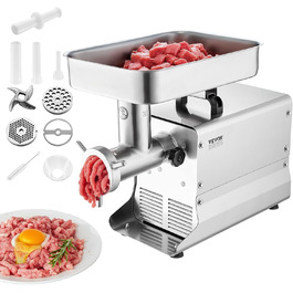 Електричний м'ясорубка VEVOR для кухні та ресторану, 300 Вт, з нержавіючої сталі, промислового класу