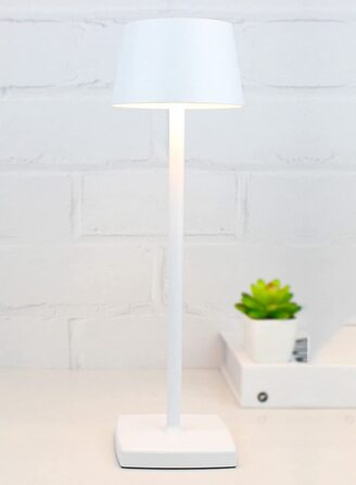 LED настільна лампа бездротова, 6000mAh, IP54, алюміній, сенсорне керування, тепле світло, для спальні, кав'ярні, ресторану