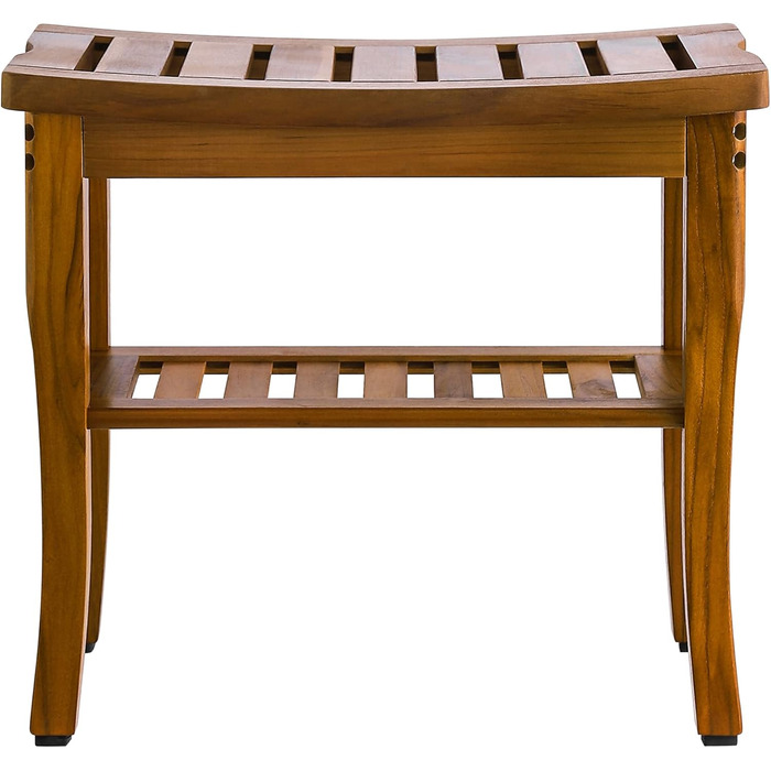 Дерев'яний душовий стілець VaeFae з текового дерева - стійкий, легкий, з полицею, для ванної кімнати